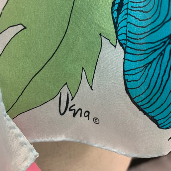 Vera Vintage Blue and Teal Floral Dress Scarf - Picture 2 of 3